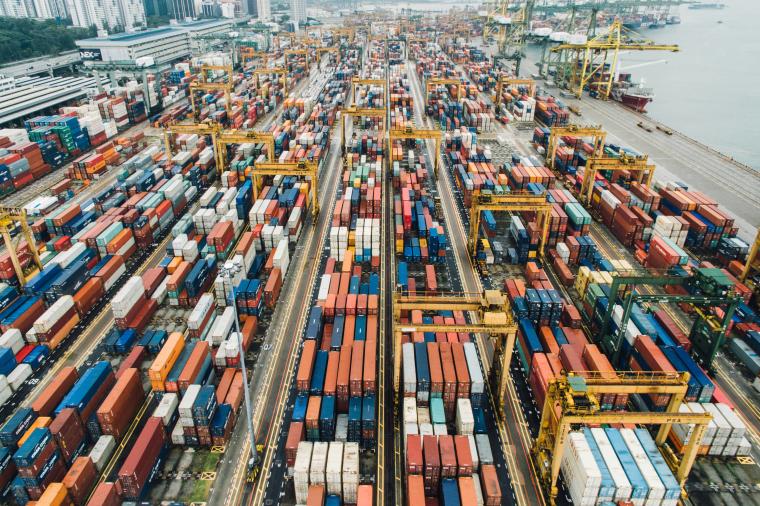 Cargo containers at port