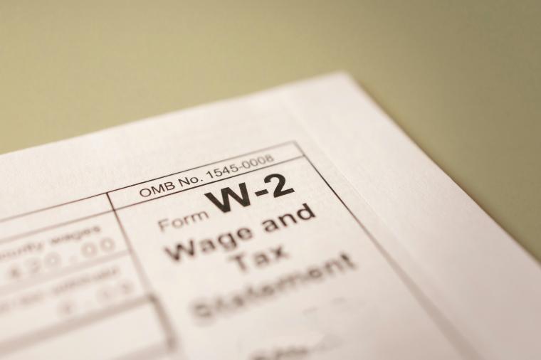 closeup of Form W-2