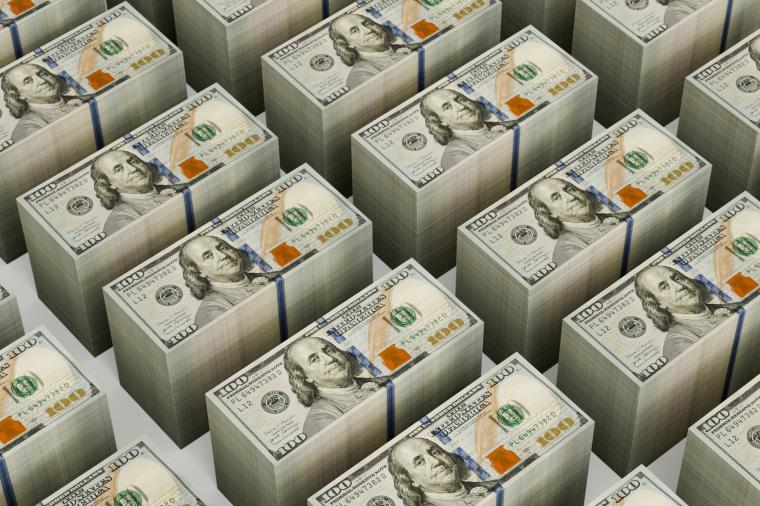 stacks of $100 bills