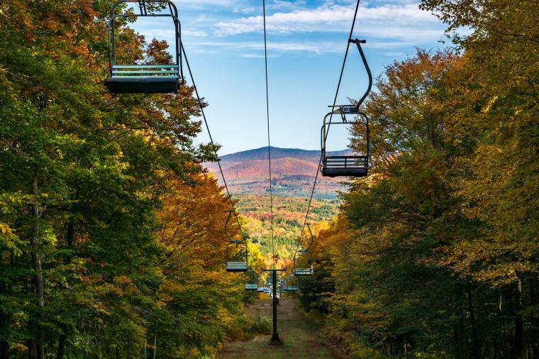 chair lift in autumn
